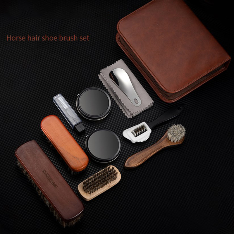 HorseHair Shoe Brush Set Leath - Shoe Cleaning Brush recension och pris