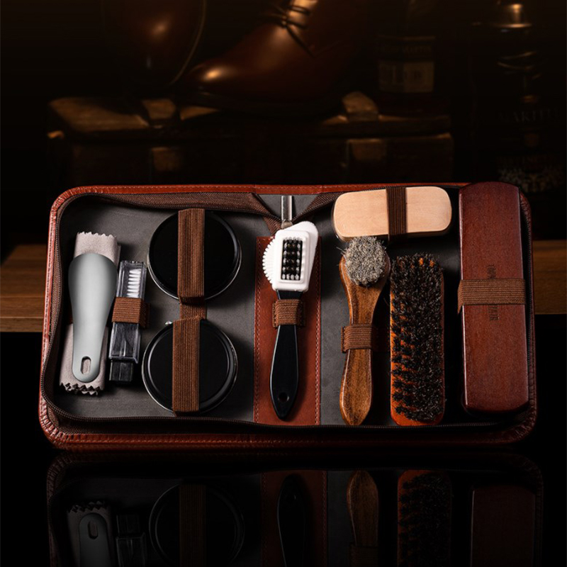 HorseHair Shoe Brush Set Leath - Shoe Cleaning Brush recension och pris