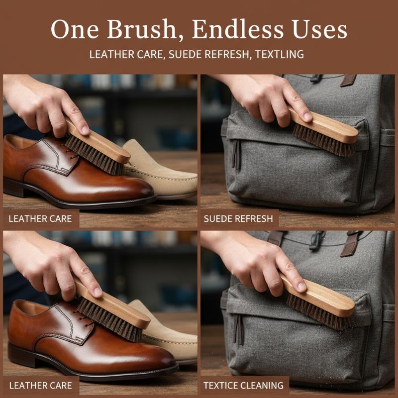 1PC Wood Shoe Brush Horse Hair - Shoe Cleaning Brush recension och pris
