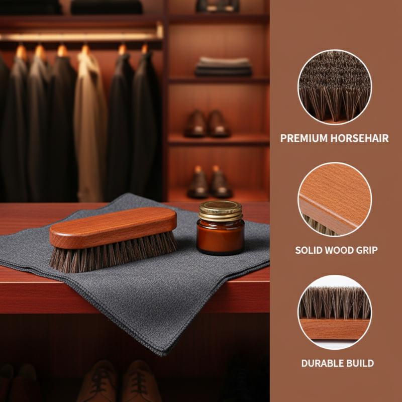 1PC Wood Shoe Brush Horse Hair - Shoe Cleaning Brush recension och pris